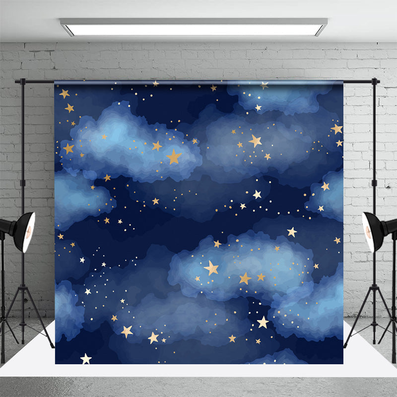 Aperturee - Cloud Stars Blue Photo Backdrop for Birthday Party