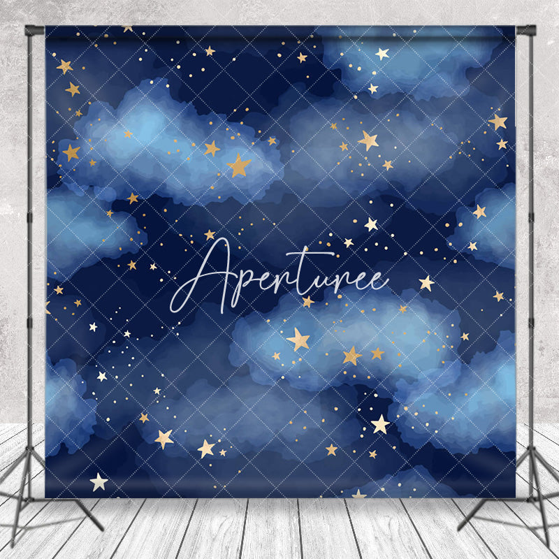 Aperturee - Cloud Stars Blue Photo Backdrop for Birthday Party