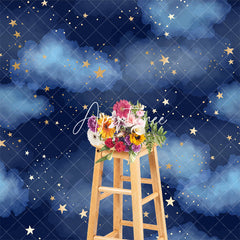 Aperturee - Cloud Stars Blue Photo Backdrop for Birthday Party