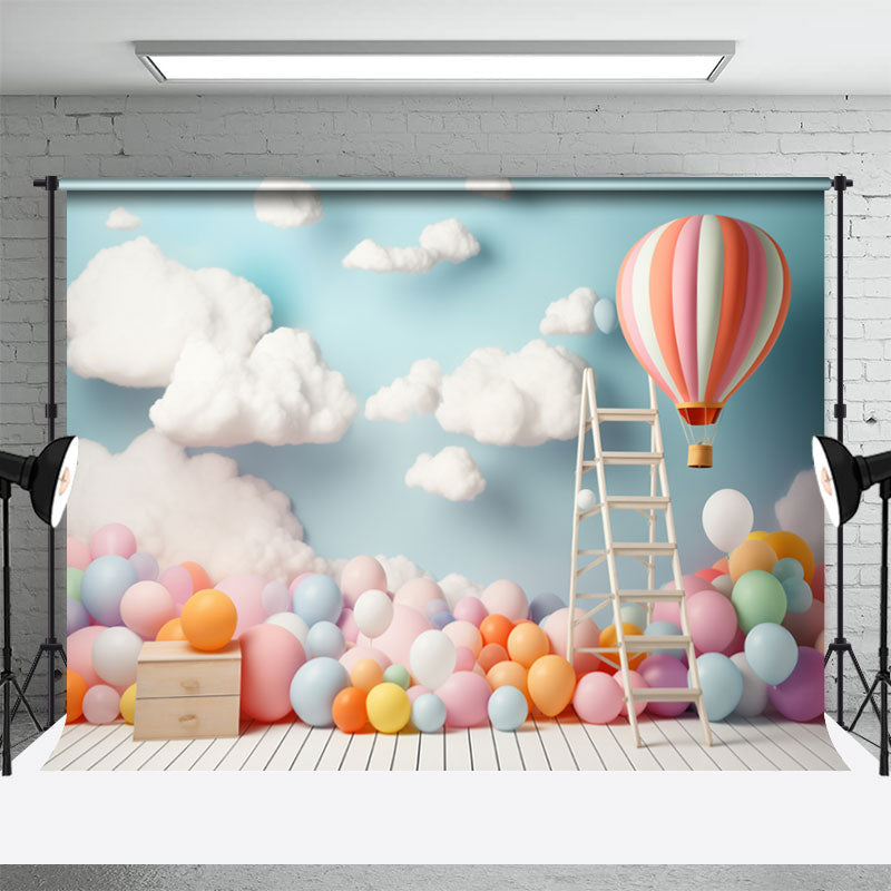 Aperturee - Cloud Wall Colored Ball Birthday Cake Smash Backdrop