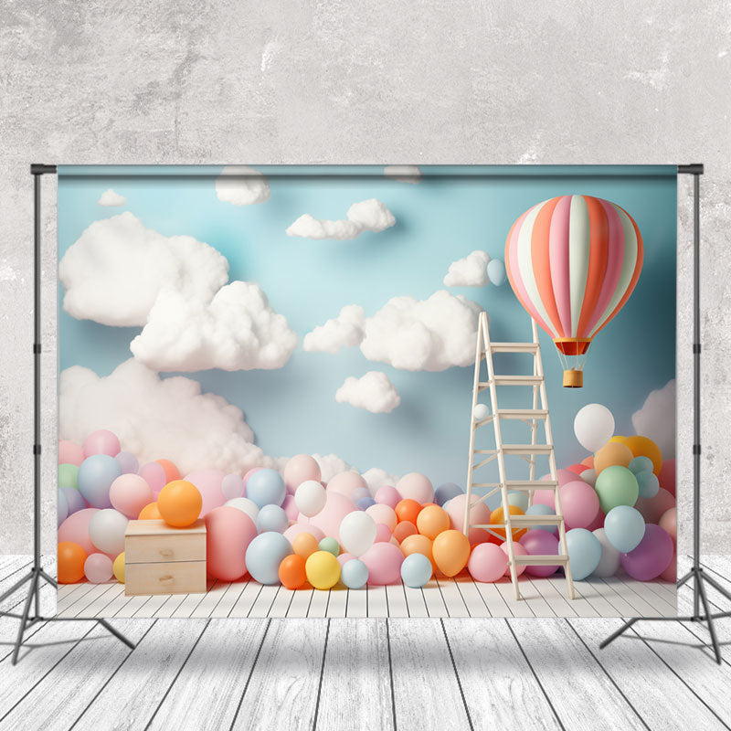 Aperturee - Cloud Wall Colored Ball Birthday Cake Smash Backdrop