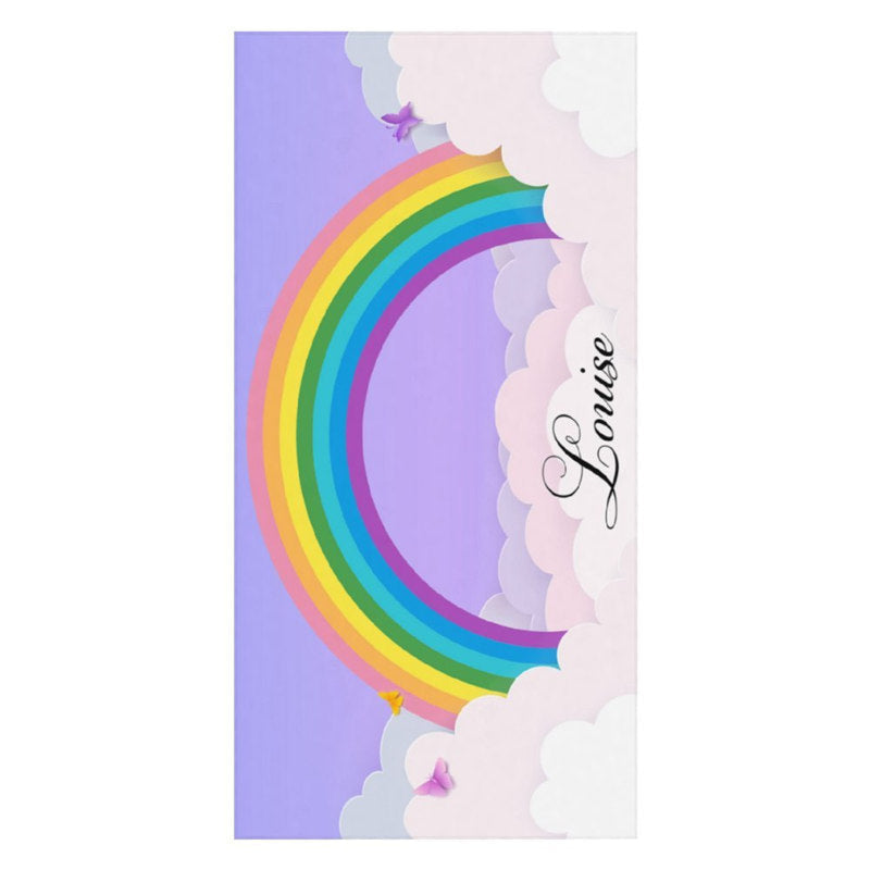 Aperturee - Clouds Rainbow Custom Girl Name Beach Towel