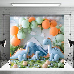 Aperturee - Clould Mountain Blue Dinosaur Safari Photo Backdrop