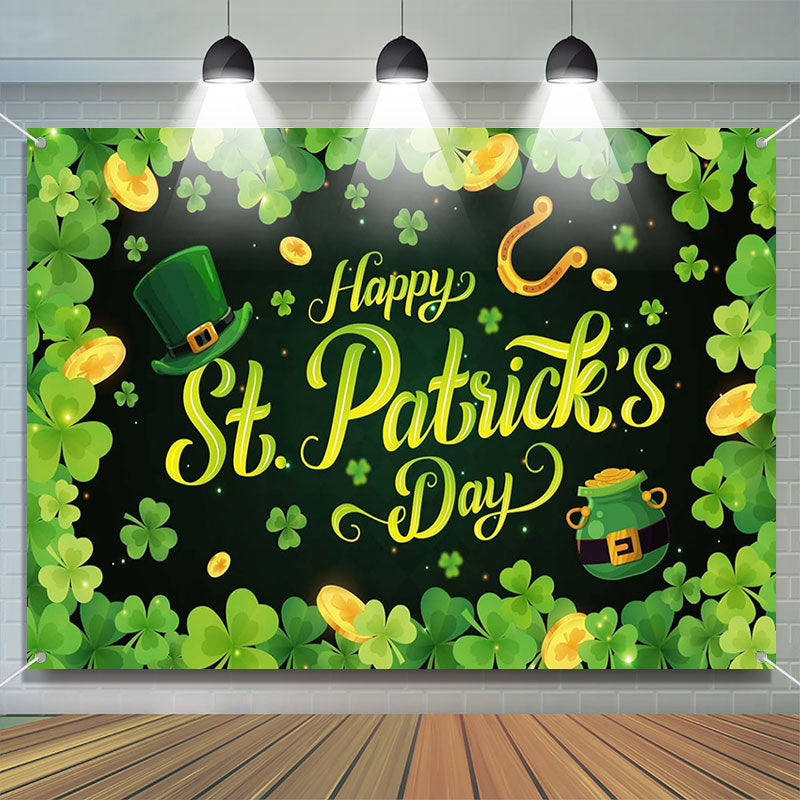 Aperturee - Clover Border Gold Coins St Patricks Day Backdrop