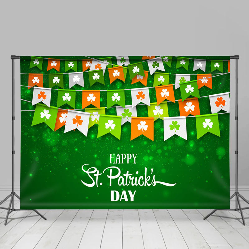 Aperturee - Clover Flags Green Happy St Patricks Day Backdrop