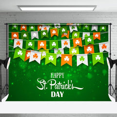 Aperturee - Clover Flags Green Happy St Patricks Day Backdrop