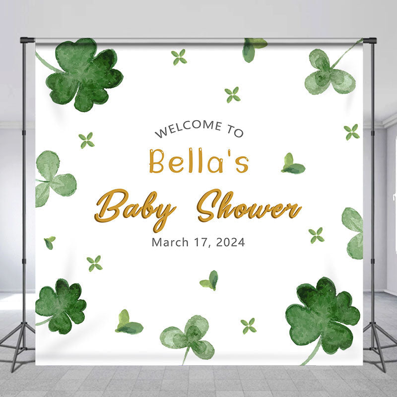 Aperturee - Clover Stpatricks Day Custom Baby Shower Backdrop