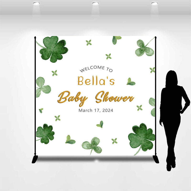 Aperturee - Clover Stpatricks Day Custom Baby Shower Backdrop