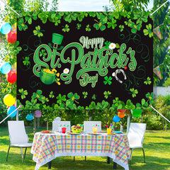 Aperturee - Clovers Border Black Happy St Patricks Day Backdrop