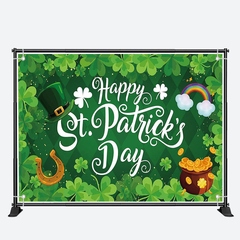 Aperturee - Clovers Rhombus Green Happy St Patricks Day Backdrop