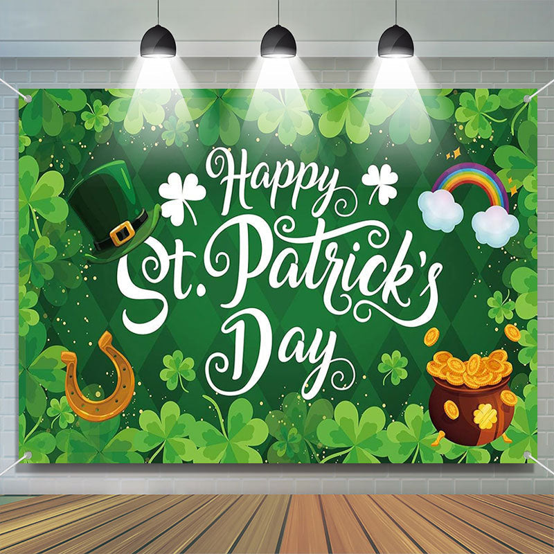 Aperturee - Clovers Rhombus Green Happy St Patricks Day Backdrop