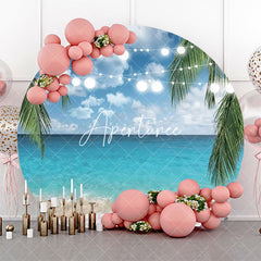 Aperturee - Coastal Sandy Beach Leaves Round Summer Backdrop