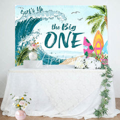 Aperturee - Coconut Palm Surfing Spindrift 1st Birthday Backdrop