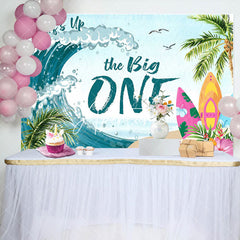 Aperturee - Coconut Palm Surfing Spindrift 1st Birthday Backdrop