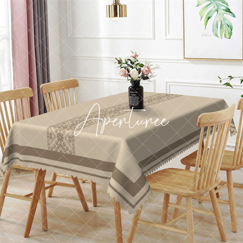 Aperturee - Coffee Color Traditional Pattern Dining Tablecloth