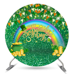 Aperturee Coins Hat Rainbow St Patricks Day Round Backdrop