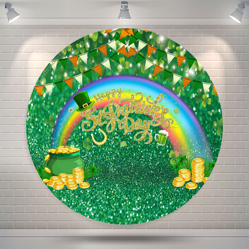 Aperturee - Coins Hat Rainbow St Patricks Day Round Backdrop