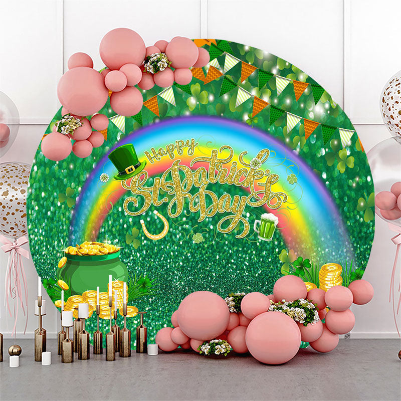 Aperturee Coins Hat Rainbow St Patricks Day Round Backdrop