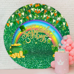 Aperturee - Coins Hat Rainbow St Patricks Day Round Backdrop