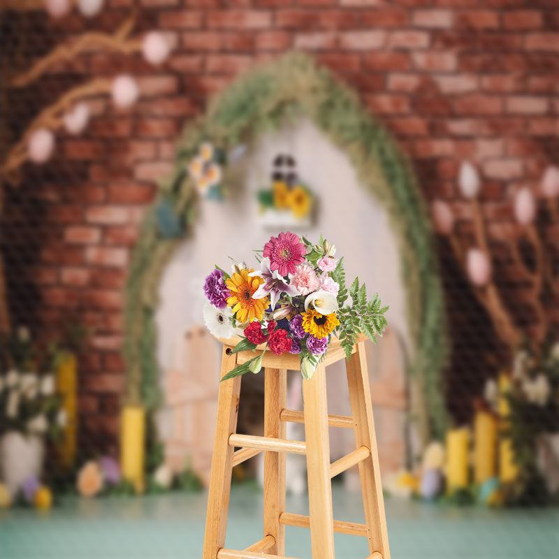 Aperturee - Cold Red Rabbit Egg Plant Easter Photo Backdrop