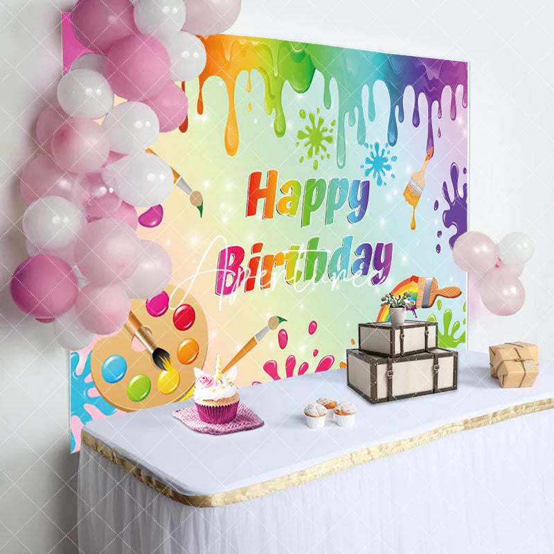 Aperturee - Color Drawing Board Graffiti Kids Birthday Backdrop