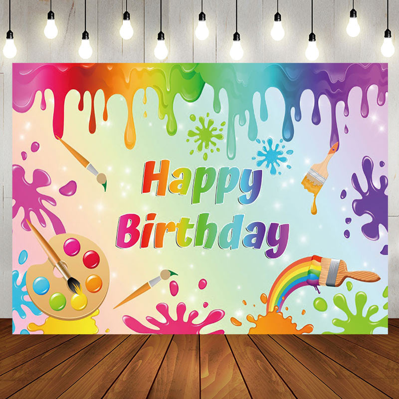 Aperturee - Color Drawing Board Graffiti Kids Birthday Backdrop