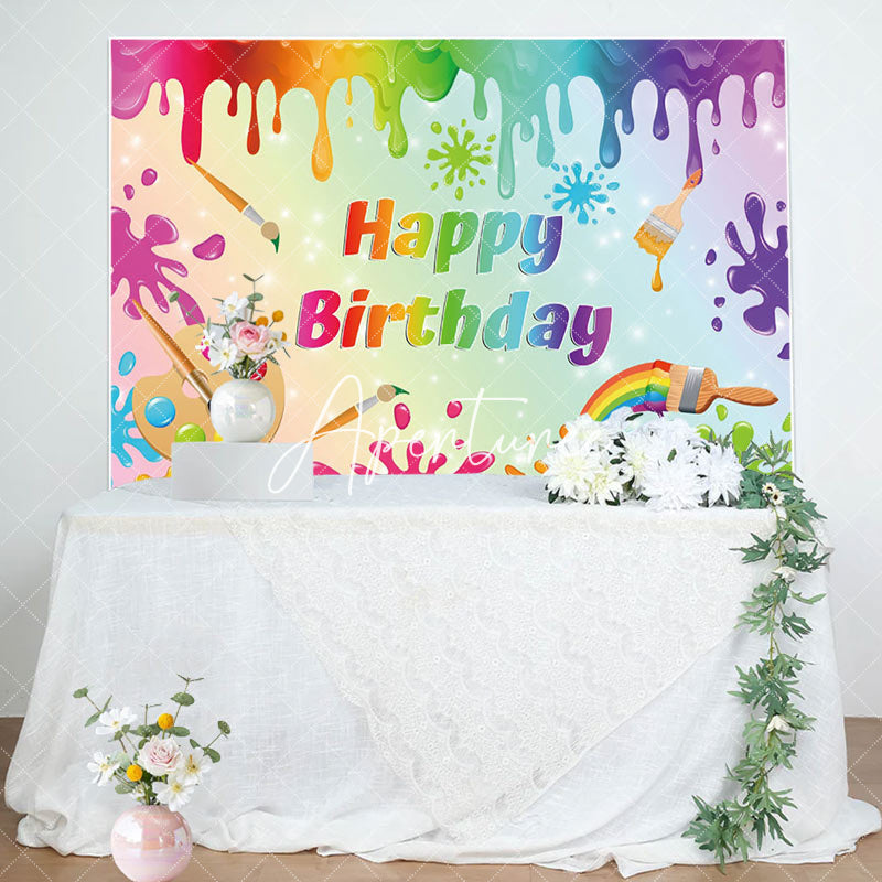 Aperturee - Color Drawing Board Graffiti Kids Birthday Backdrop