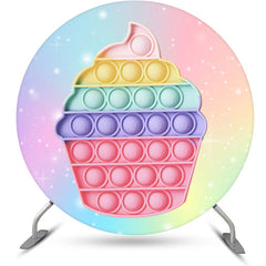 Aperturee - Color Ice Cream Pop It Round Happy Birthday Backdrop