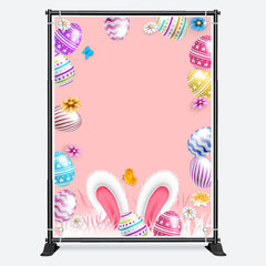 Aperturee - Colored Egg Rabbit Ear Easter Pink Birthday Backdrop