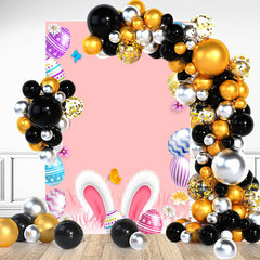 Aperturee - Colored Egg Rabbit Ear Easter Pink Birthday Backdrop