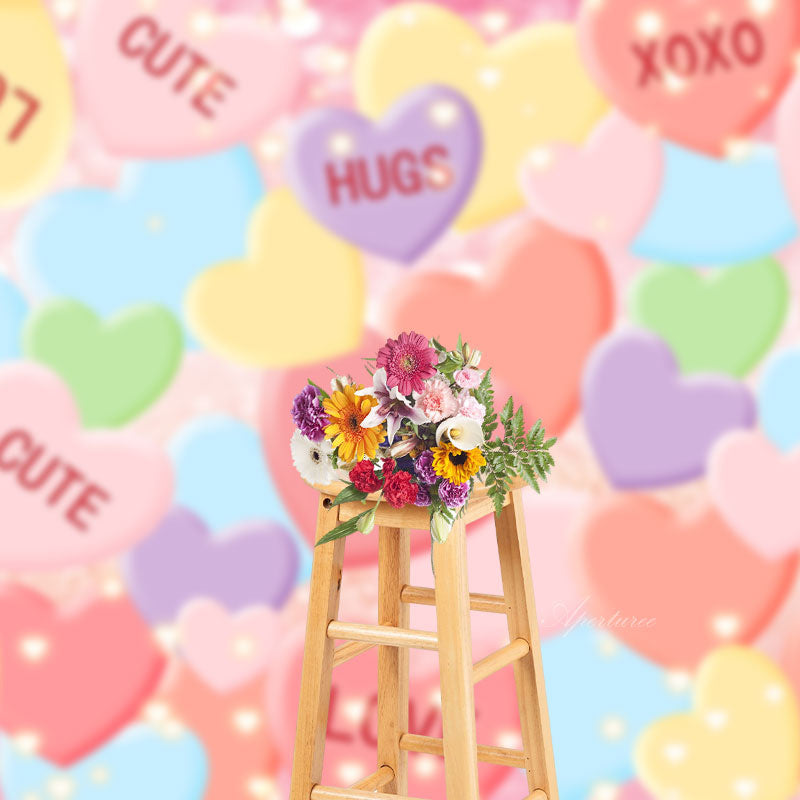 Aperturee - Colored Love Cute Heart Valentines Day Backdrop