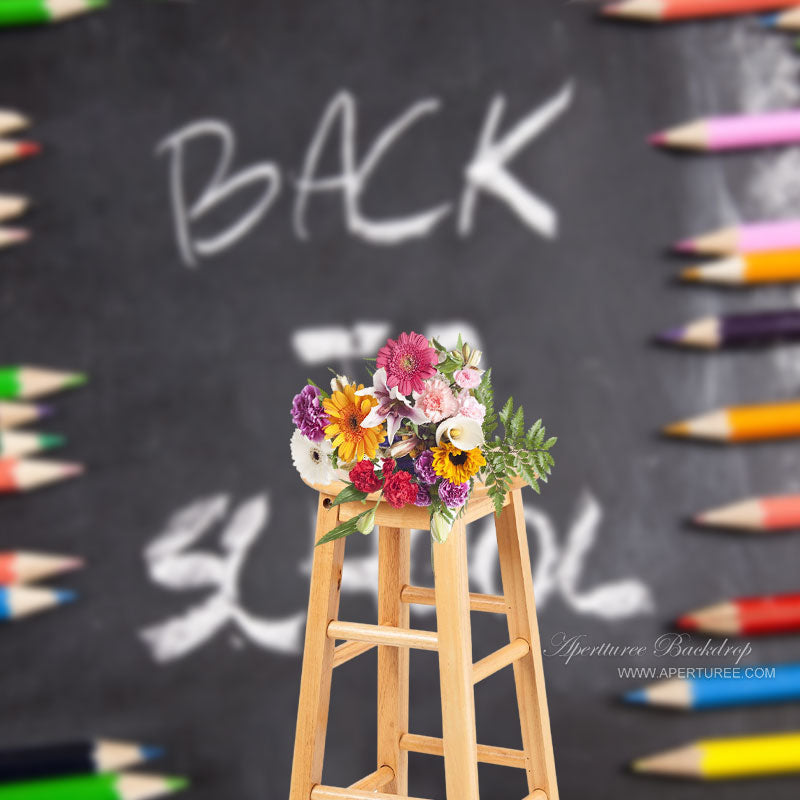 Aperturee - Colored Pencil Blackboard Back To School Backdrop