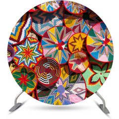 Aperturee Colored Traditional Ethiopian Pattern Round Backdrop