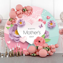 Aperturee Colorful 3D Floral Heard Circle Mothers Day Backdrop