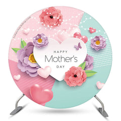 Aperturee Colorful 3D Floral Heard Circle Mothers Day Backdrop