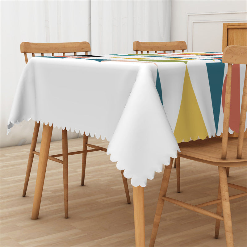 Aperturee - Colorful Abstract Triangle Oval Rectangle Tablecloth