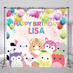 Aperturee - Colorful Animals Balloons Custom Birthday Backdrop