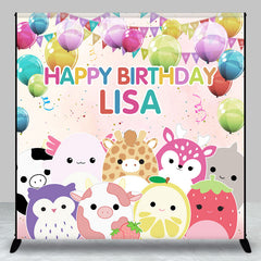 Aperturee - Colorful Animals Balloons Custom Birthday Backdrop