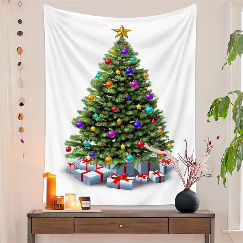 Aperturee - Colorful Ball Christmas Tree Nativity Wall Tapestry