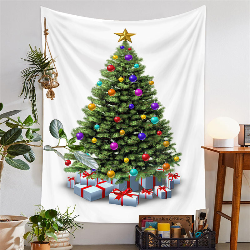 Aperturee - Colorful Ball Christmas Tree Nativity Wall Tapestry