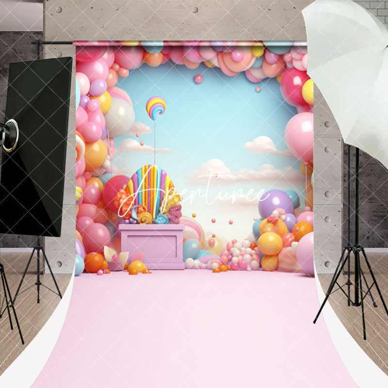 Aperturee - Colorful Balloon Cloud Sweep Backdrop For Cake Smash