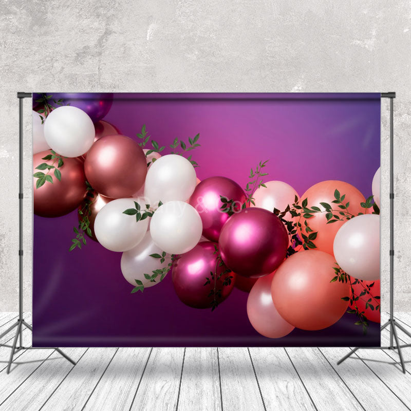 Aperturee - Colorful Balloon Leaves Decoration Photo Backdrop