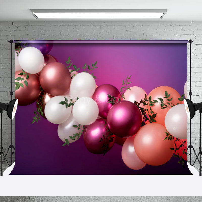 Aperturee - Colorful Balloon Leaves Decoration Photo Backdrop