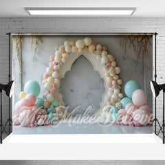 Aperturee - Colorful Balloon Marble Birthday Cake Smash Backdrop