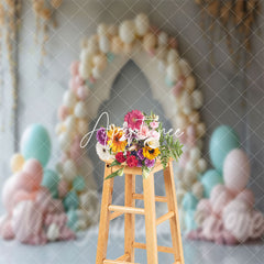 Aperturee - Colorful Balloon Marble Birthday Cake Smash Backdrop