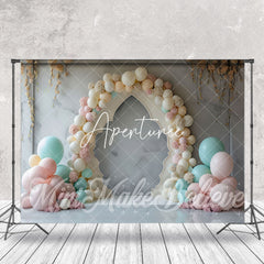 Aperturee - Colorful Balloon Marble Birthday Cake Smash Backdrop