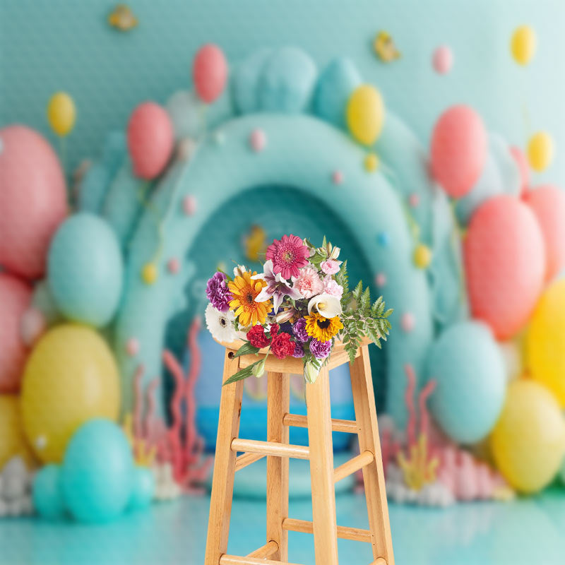 Aperturee - Colorful Balloon Submarine Coral Cake Smash Backdrop