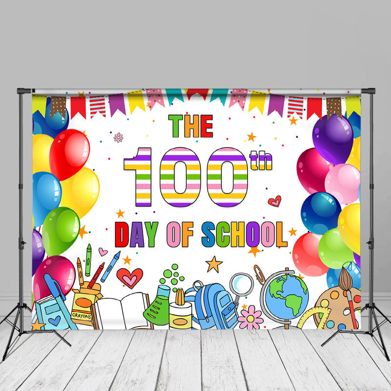 Aperturee - Colorful Balloons The 100th Day Of School Backdrop