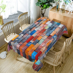 Aperturee - Colorful Birck Wall Broken Rectangle Tablecloth