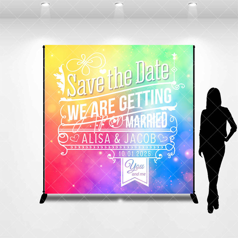 Aperturee - Colorful Bokeh Save The Date Custom Wedding Backdrop